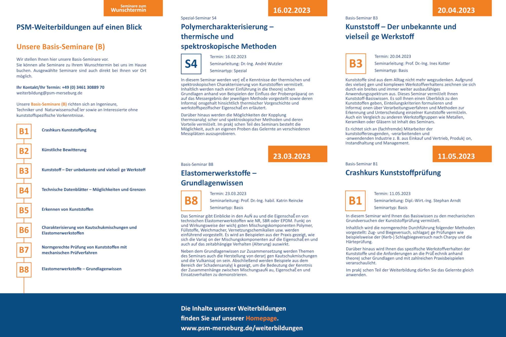 PSM Weiterbildungen 2023